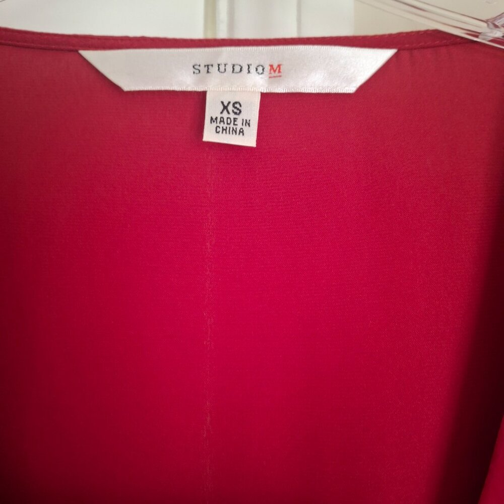 Studio M Red Square Neck Long Sleeve Blouse - Size Xs View 4